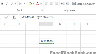 TIMEVALUE – Converts Text Value into Excel Time format